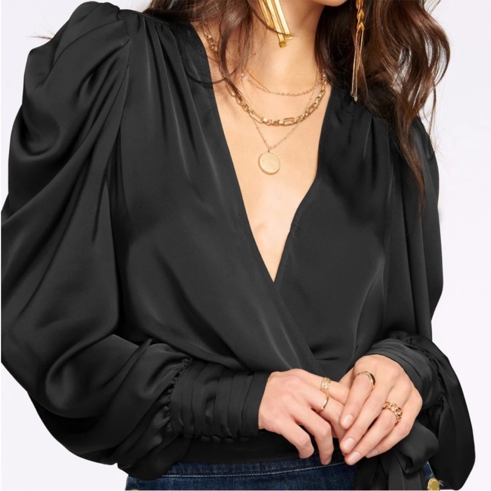 Ramy Brook Chocolate Pauline Puff Sleeve Blouse ::: current retail $375 - Picture 5 of 16